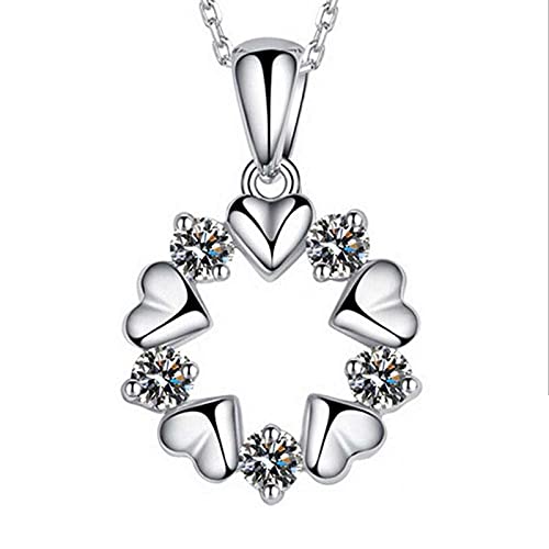 Collier ras du cou argent 925 pendentif cœur fleur zircone chaîne 45cm femme