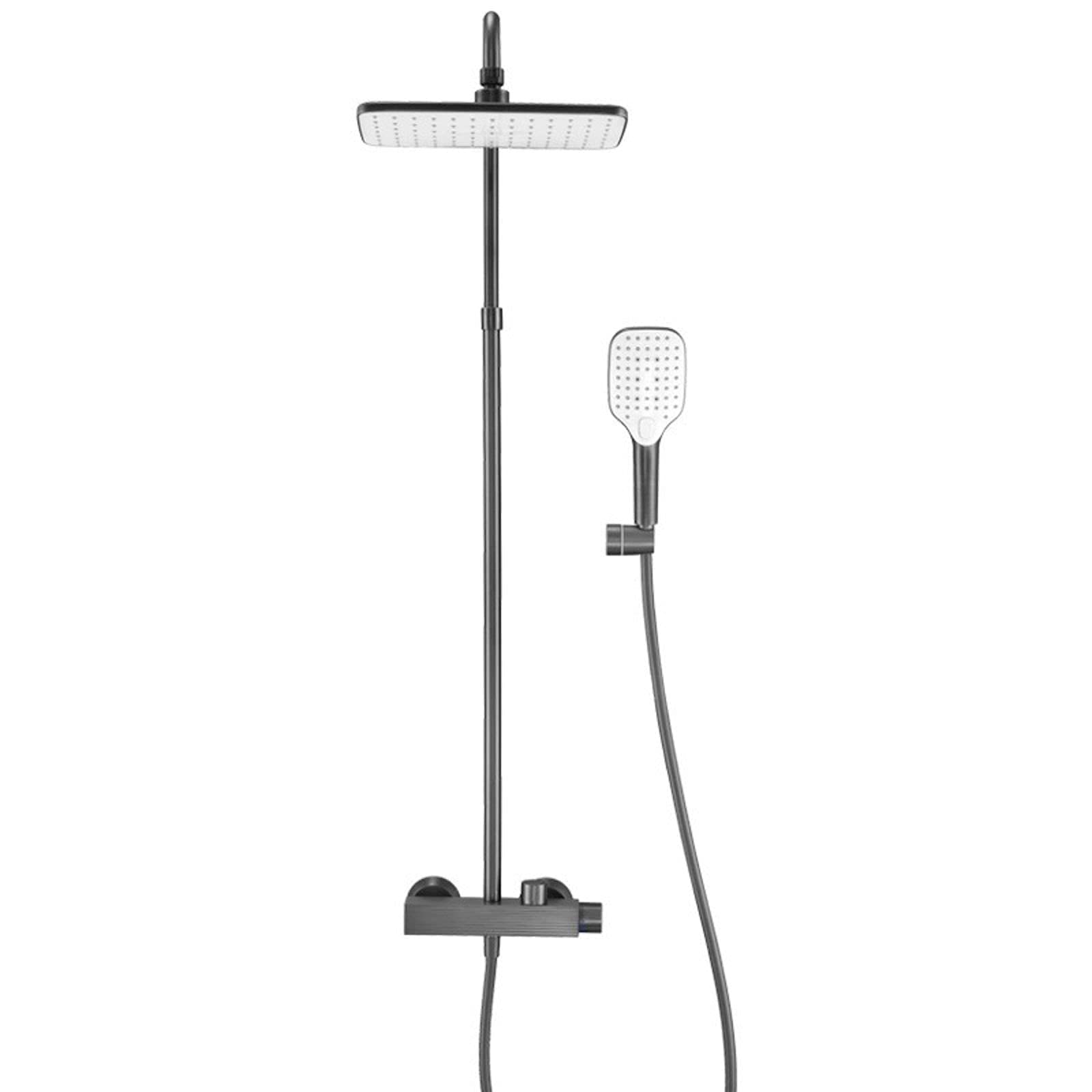 NGDFGR Shower Set Shower With Tub Spout Shower Faucet Set Wall-Mounted Shower Combo Set With Handheld Sprayer And Rectangle Rain Shower Head Tub And Shower Trim Kit,Zirconium Go,Gun Gray