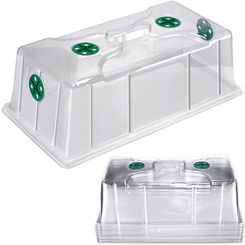 Foaincore 10 Packs 7 Tall Humidity Vented Domes 1020 Flat Trays Cover Clear Plastic Greenhouse Grow Tray Covers Propagation Seed Cloning Kit for Plants Seed Starting Germination