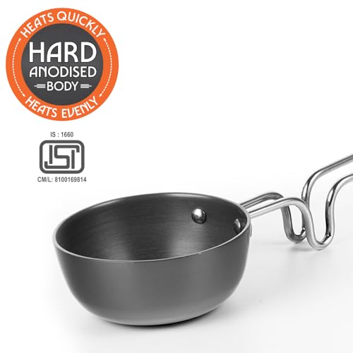 Image of Borosil 11 cm Hard Anodized Tadka Pan | Aluminium Grade 3003 | Glossy Exterior & Matt Interior | Even Heat Distribution | Easy to Clean | 5 Years Warranty