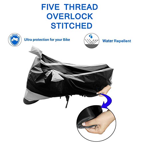 Image of Kandid Silver & Black Water Resistant Bike /Motorcycle Body Cover for Hero Hf Deluxe