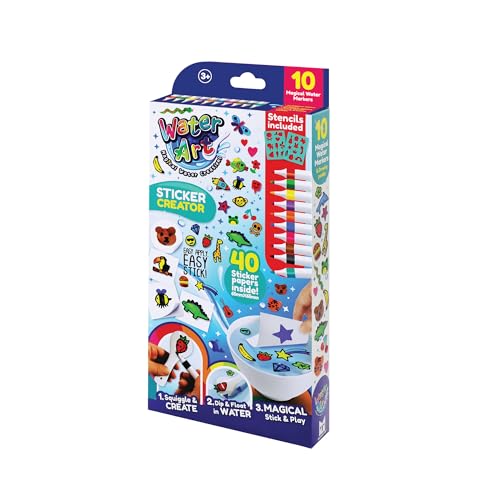 Water Art 10 Pack Magical Water Marker Pens - Create Your Own Stickers 40 Included. Ceramic Spoon DIY Water Creations Kit for Kids Fun Arts & Crafts Activity Set Water Painting