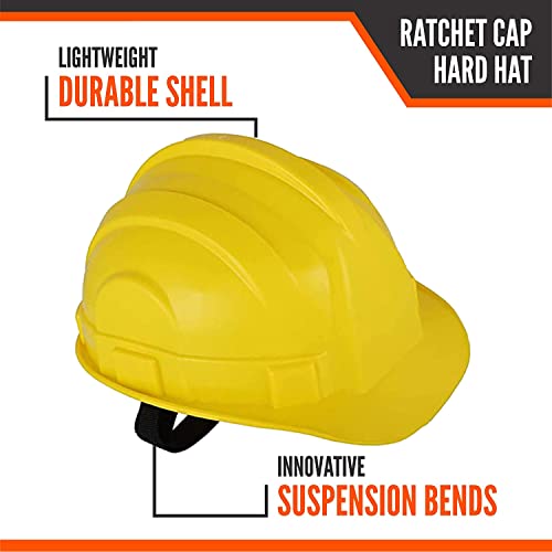 Image of Industrial Safety Helmet with Hard Hat and Ratchet for Outdoor Construction & Industrial Work - Yellow