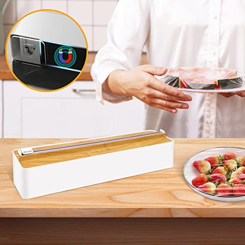 Reusable Food Wrap Cutter, Cling Film Cutter, Plastic Wrap Dispenser With Slide Cutter, Refillable Foil/Film Dispenser With 12" X100Ft Bpa Free Plastic Wrap, Smoothly Cutting, Home Kitchen Supply #TOP6