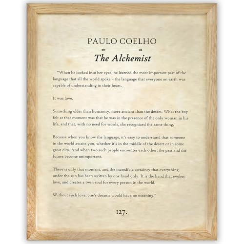 The Alchemist by Paulo Coelho 11x14 Framed Poster – Without Such Love Quote Wall Art,Vintage...