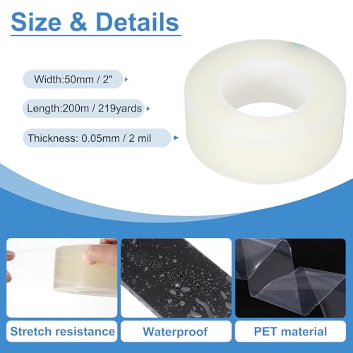 Image of PATIKIL Removable Protective Film Tape, 2 Inch x 656 ft PE Surface Protective Scratch Film Tape Roll for Furniture Electrical Appliances Plastic Hardware Low Stickiness Clear