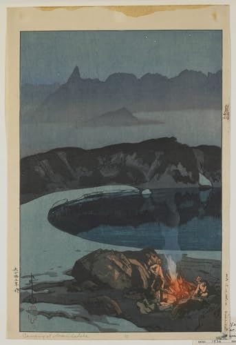 Lienzo Hiroshi Yoshida Camping en Washiha para transformar paredes vacias en arte japones