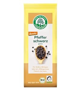 Lebensbaum Schwarzer Pfeffer, fruchtig scharfer Genuss, Bio-Pfeffer für Sossen, Beilagen aller Art, Ofengemüse & Fleisch, ganz, 50 g