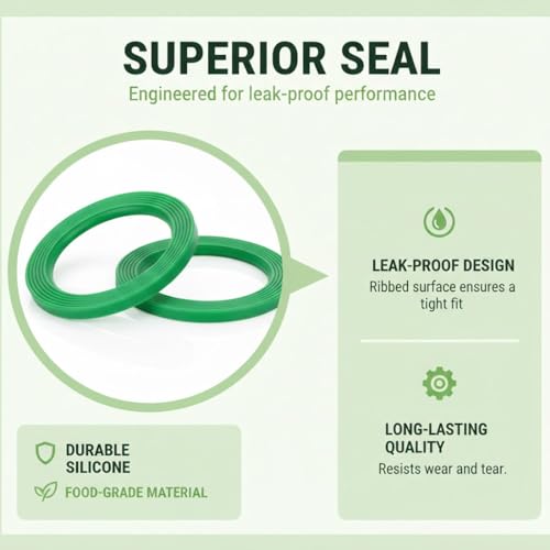 AEUXZA Set de 2 Anillos de Sellado de Repuesto para Thermomix TM5 TM6 – Junta de Silicona para Cuchillas – Accesorios Antifugas para Robots de Cocina Bimby, Verde - imagen 3