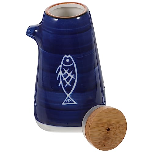 Cabilock olla de salsa de soja de cerámica Tortita Gel utensilios infusor dispensador de jarabe aceite gourmet tarro de condimentos de estilo japonés tarro de almacenamiento de pimienta