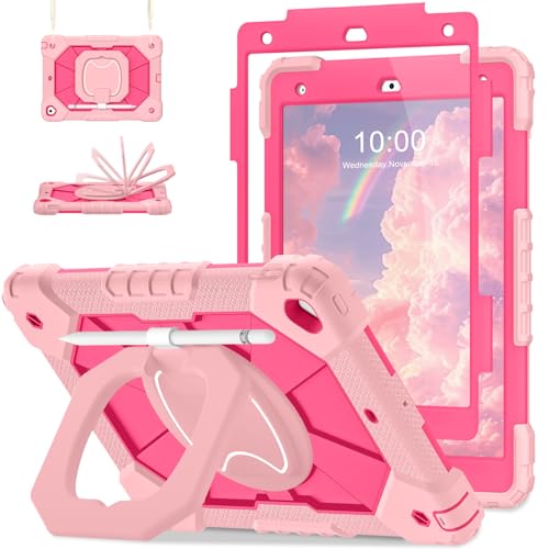 Image of Auizotl Case for iPad 9th /8th /7th Generation 10.2 Inch iPad Case 9th Generation with Screen Protector /Rotate Stand /Pen Holder, Heavy Duty Shockproof i Pad 9th /8th /7th Cases,Rose Pink