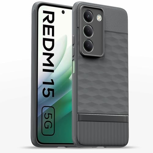 Image of Pikkme Back Cover for Redmi 15 5G Camera Protection 3D Hexa Cube Design Silicone Protective Bumper Case (Grey)
