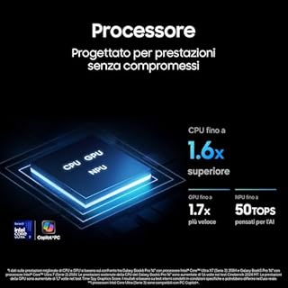 Samsung Galaxy Book6 Pro (16", Ultra 7 356H, 16GB), Copilot+PC, lntel Core Ultra 7 Processor 356H, 512GB, Batteria Fino a 30H*, Dynamic AMOLED 2X Display, Touchscreen, Galaxy Al, Gray [ver italiana]