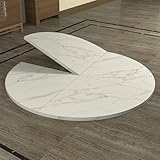 Mesa plegable de madera maciza, diseño redondo grande, escritorio de comedor de madera que ahorra espacio, 63 pulgadas