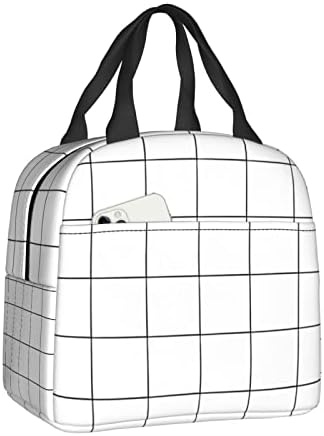 White Checkered Bags, Reusable Snack Bag Food Container For Boys Girls Men Women School Work Travel Picnic Waterproof Outdoors Game Handbags For Adults