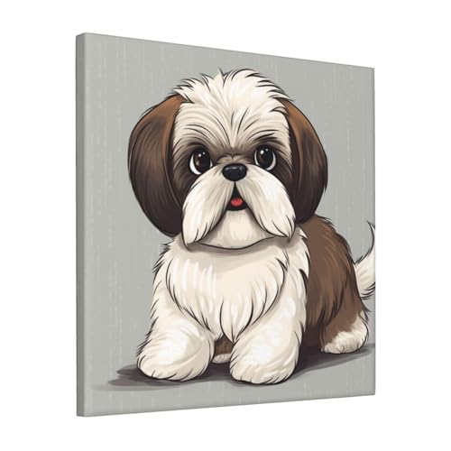 Poster Shih Tzu sur toile 30x30 cm sans cadre pour décoration murale de salon