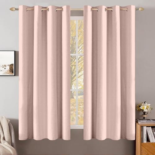 Image of Cortina 80-90% Blackout Solid Window Curtains 5 Feet Set of 2 - Thermal Insulated | Curtain for Living Room | Drapes for Bedroom | (5 Feet, Pink)