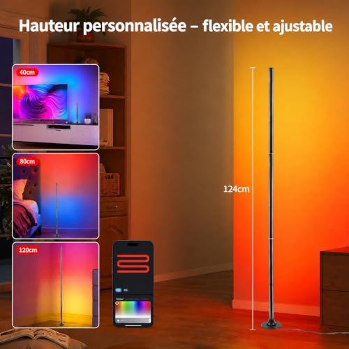 Aogled RGB Stehlampe Dimmbar 120cm mit App & Fernbedienung – Ansicht 6