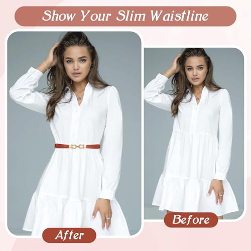 3 Pcs Skinny Elastic Belts for Women Thin Retro Stretch Waist Belt with Golden Buckle Adjustable Dress Body Waists Belt for Women Dresses Jeans Trousers Jewelry Accessories4