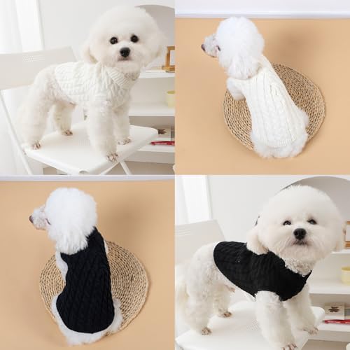 HTTDSLF 2 Stück Hundepullover Kleine Hunde, Hundepullover Haustier Pullove, Winter Warmer Hund Katzenpullover, Rollkragen Strickpullover, für Mittelgroße Hunde und Katzen