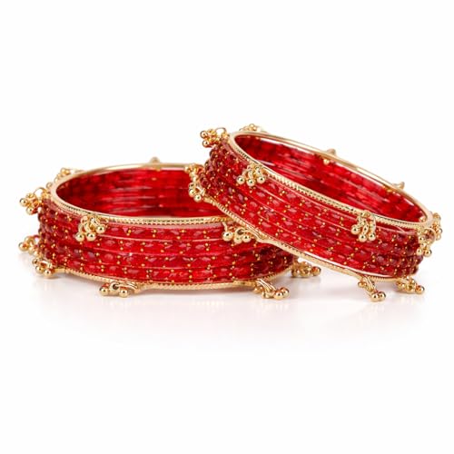 Image of Shining Diva Fashion 16 Pcs Trendy Stylish Glass & Kashmiri Ghungroo Bangles Set for Women & Girls | Traditional Festive Wedding Party Jewellery