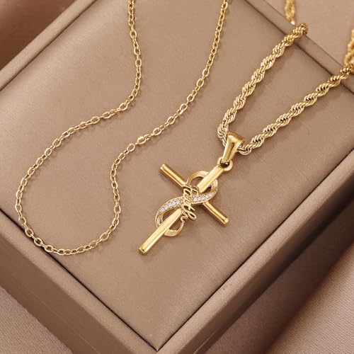 DS Religious Gifts for her Faith Cross Necklace for Women exquisite 18K Gold Inspirational Christian Bible Verse prayer birthday Jewelry stainless steel Necklaces To Sister Mom Daughter3