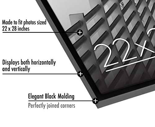 Americanflat 22x28 Poster Frame with Polished Plexiglass - Streamline Collection - Thin Border Picture Frame for Wall Display - Hanging Hardware Included - Black