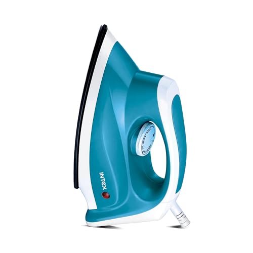 Image of Intex Glidex Edge Dry Iron 1000W | Non-Stick German Coating Soleplate | Adjustable Temperature Control | 360 Swivel Cord | Lightweight Shock Proof Dry Iron for Clothes | 2 Year Warranty (Blue)
