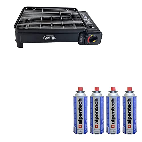 CAMPTER SUPERIUS Portable Gas Barbecue Set - Black