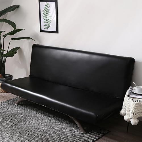 Dingtianlidi ソファーカバー 肘なしソファーベッドカバー 2~3人掛け ストレッチ 汎用 PUレザー 伸縮素材 弾力 ファッション シンプル 北欧 無地 滑り止め 柔らかい 防塵 防静電 清潔簡単 防水 四季兼用 (120*90cm,A) [並
