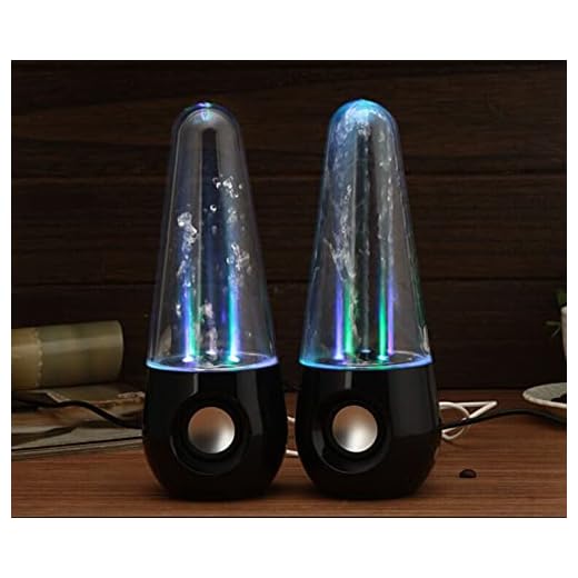 Dance Speakers Colorful Fountain Water Computer Speakers Multimedia Mobile Phone Plug-in Speakers Creative Fountain Speakers Round PC Speakers (Black)