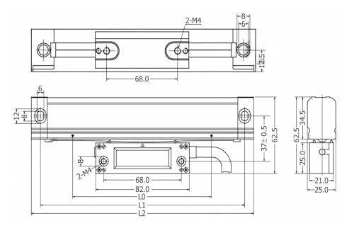 Sensor de desplazamiento lineal KA300 220mm resolución 5 micrones miniatura 3