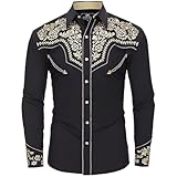 Herren Cowboyhemd Western Shirts Cowboy Kostüm Reverskragen Einreiher...