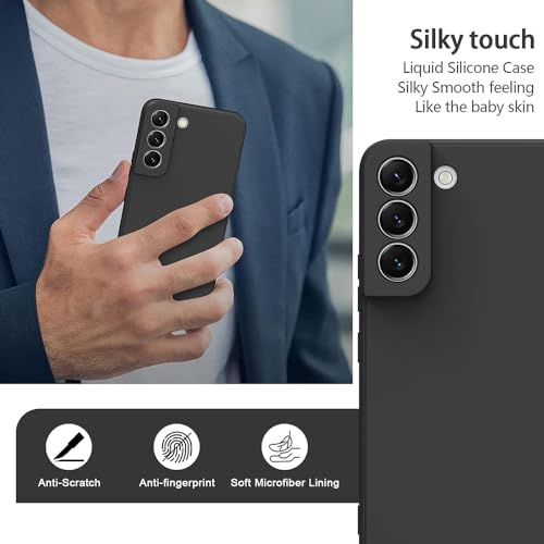 Image of Back Cover for Samsung Galaxy S22 Plus 5G | Full Camera Protection | Premium Liquid Silicon Case | Flexible Bumper Case for Samsung Galaxy S22 Plus 5G (Black)