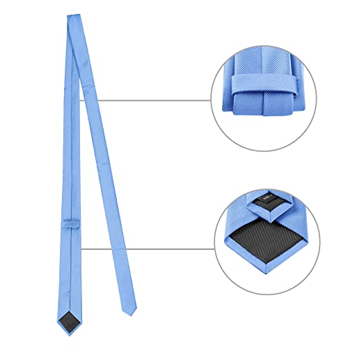 Allegra K Tie Set For Men Satin Necktie Bowtie Pocket Square Solid Color For Wedding Business One Size Sky Blue #TOP1