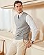 Kallspin Herren V-Ausschnitt Gestrickt Ärmellos Weste 100% Baumwolle Pullunder Relaxed Fit Pullover (Hellgrau, XL)
