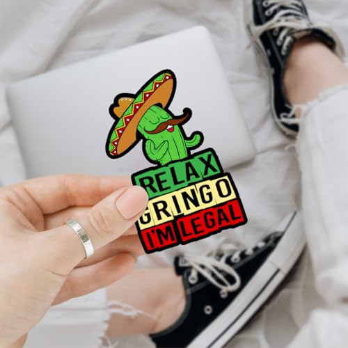 Image of 3 Pcs Relax Gringo Im Legal Sticker, Green, Vinyl, Modern, Square, Cartoon, Waterproof, UV Resistant, Removable, Fade Resistant, Stickers