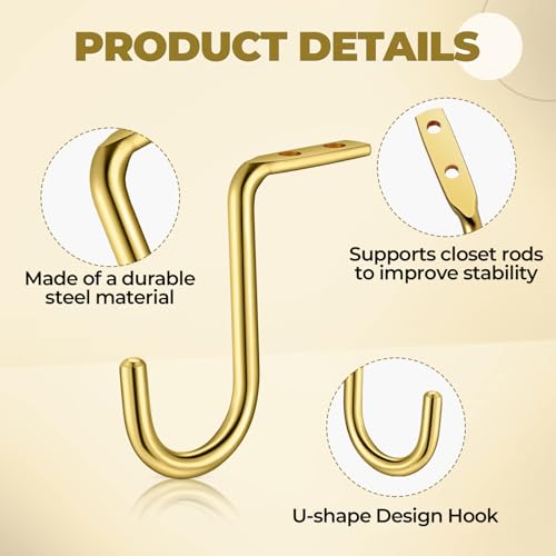 image for Gisafai 4 Pcs Closet Rod Center Support 1 Inch Heavy Duty Metal Wall M