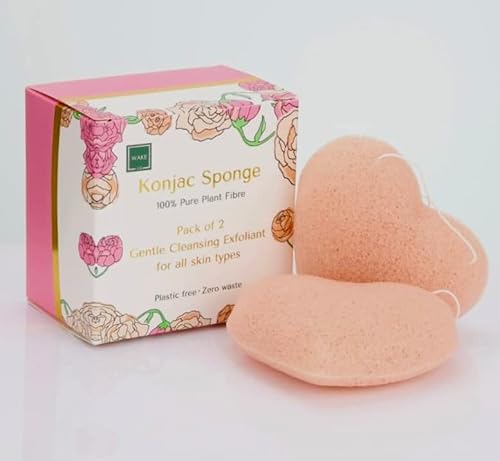 100% Natural Konjac Sponge (Pack of 2) Inspired by Korean & Japanese Beauty, Gentle Cleansing and Exfoliation for Sensitive Skin, Mum and Baby Safe, Biodegradable, eco-Friendly, Chemical Free.