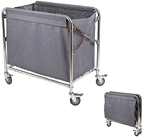 Shelf Movable Trolleys Laundry Basket Folding Laundry Sorter Hamper Cart With Rolling Wheels Removable Bags And Stainless Steel