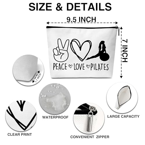 AWSICE Pilates Cosmetic Bag, Peace Love Pilates Gifts for Pilates Lovers, Birthday Gifts for Women Sister Her Coach Girl Teens-B242