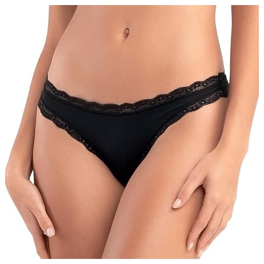 SHE BY MASH Calcinha Biquíni Modal com Renda Anatômica Feminino Adulto, Preto, P