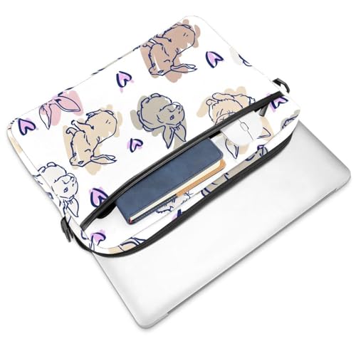 Portafolio de portátil multicolor con estampado artístico de liebre 2