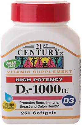 21st Century D3-1000 IU Softgels - 250 ct, Pack of 2