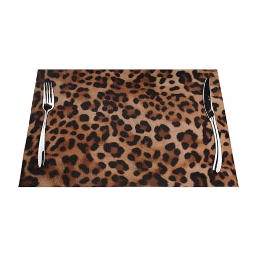 Sets de table tissés anti-tache léopard pour protéger votre table
