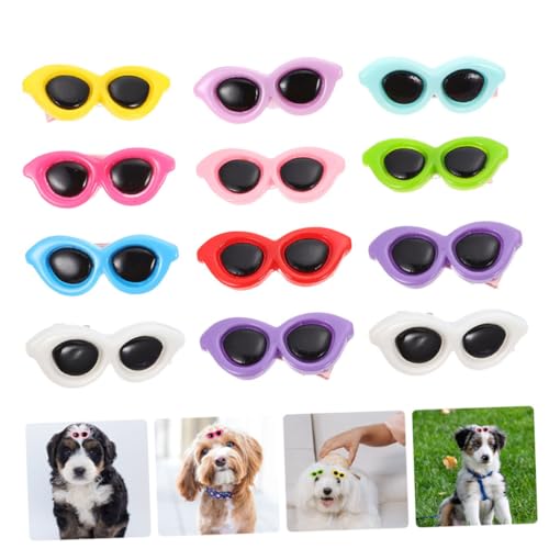 VICASKY 12stücke Teiliges Hund Haarschmuck Mit Sonnenbrillen-Design Hübsche Haarspangen Für Haustiere Für Hunde Und Katzen Dekoration Für Besondere Anlässe Und Alltag