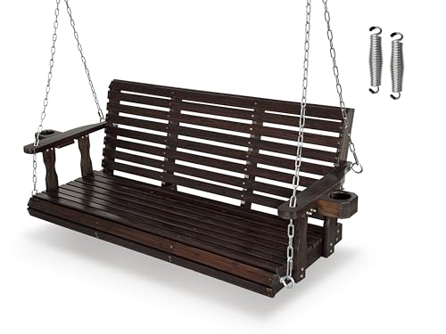 Image of Fortune Candy Wooden Porch Swing, Rustic, 5 FT Extra Large