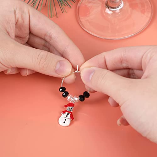 Souarts Mixed Christmas Wine Glass Charms Snowflake Markers Tag Pendant Set With Box Pack Of 6Pcs Santa Wine Charms For Glasses (A-Red) #TOP4