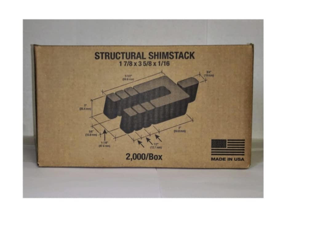 Stack Shim 3 5/8" x 1 7/8" x 1/16", Stackable 256 Pcs, Black Color, Leveling Shims for Windows and Doors, Made in USA, Free and Quick Shipping, Stackshim BFSEALS