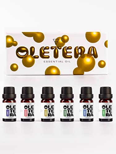 Oletera Organic Essential Oil Set for Aromatherapy & Diffuser - Pomegranate, Grape, Bergamot, Hilton, Victoria, Shangri-La - for Home, Diffusers, Candles, Fragrances, Aromatherapy, Humidifiers, Gifts